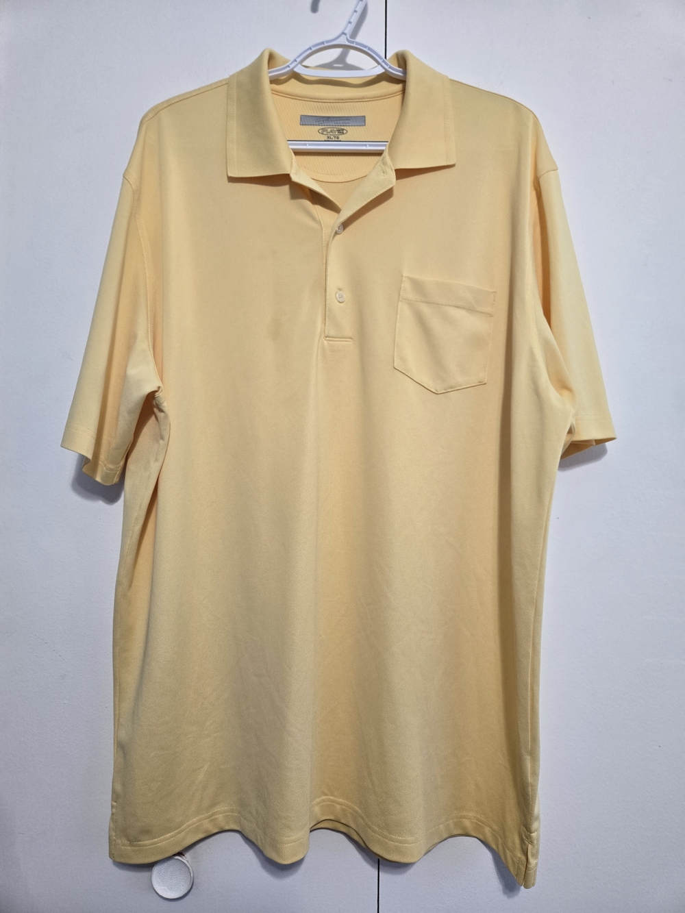 Greg Norman Play Dry Polo Shirt Mens XL Yellow Golf Performance Pocket